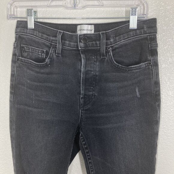 Cotton Citizen Jeans Womens 27 Black Distressed Skinny High Rise Frayed Hem USA - Picture 3 of 16